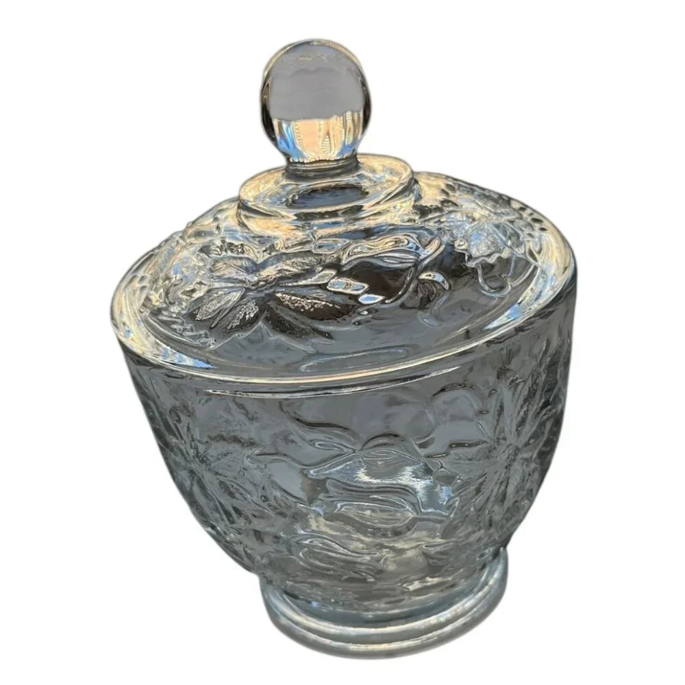 Princess House Fantasia Floral Clear Crystal Sugar Bowl and Lid 5